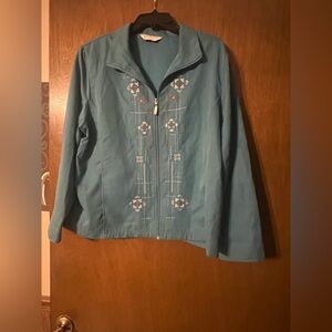 Allison Daley Blue Embroidered Utility Jacket